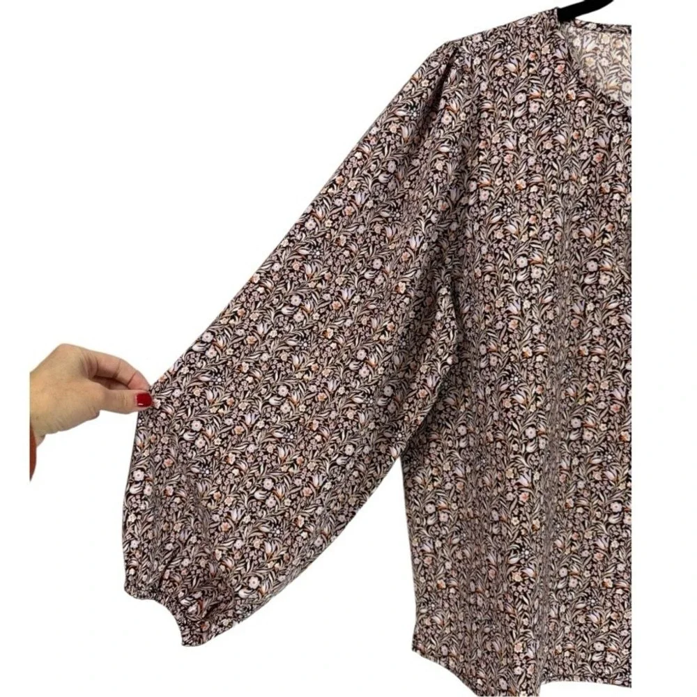 J. Crew Puff-sleeve Satin-back Crepe Top in‎ Floral Flourish L